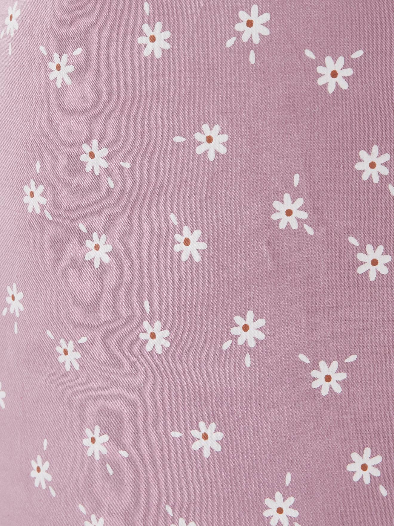 Saco de dormir personalizável, tamanho médio com estampa de margaridas roxas.