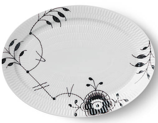 Royal Copenhagen  Sort Mega tallerken oval - 28 cm.