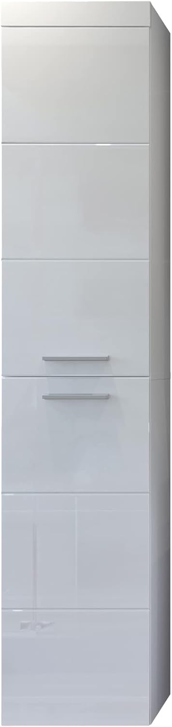 trendteam smart living - Hochschrank Schrank - Badezimmer - Devon - Aufbaumaß (BxHxT) 35 x 170 x 33 cm - Farbe Weiß Hochglanz - 210760101