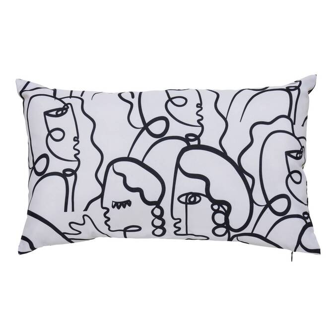 Housse de coussin d'extérieur rectangulaire NOLAN Noir et Blanc