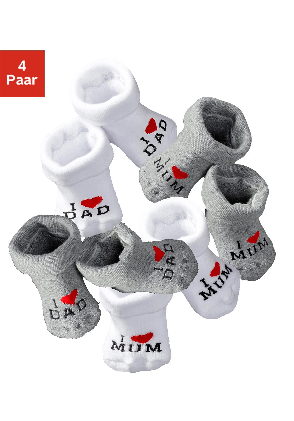 Vivance Umschlagsocken Packung, 4 Stk. tlg. mit Umschlagbündchen mit eingestricktem Spruch
