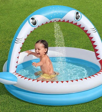 Bestway Planschbecken m. Sprinkler - 163 x 127 cm - Sharktastic