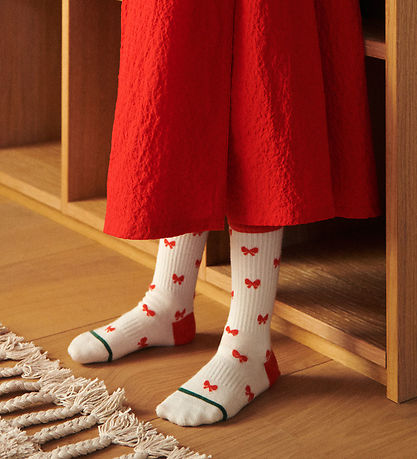 Liewood Strømper - 2-pak - Annette - Holiday Bow Apple Red/Sandy