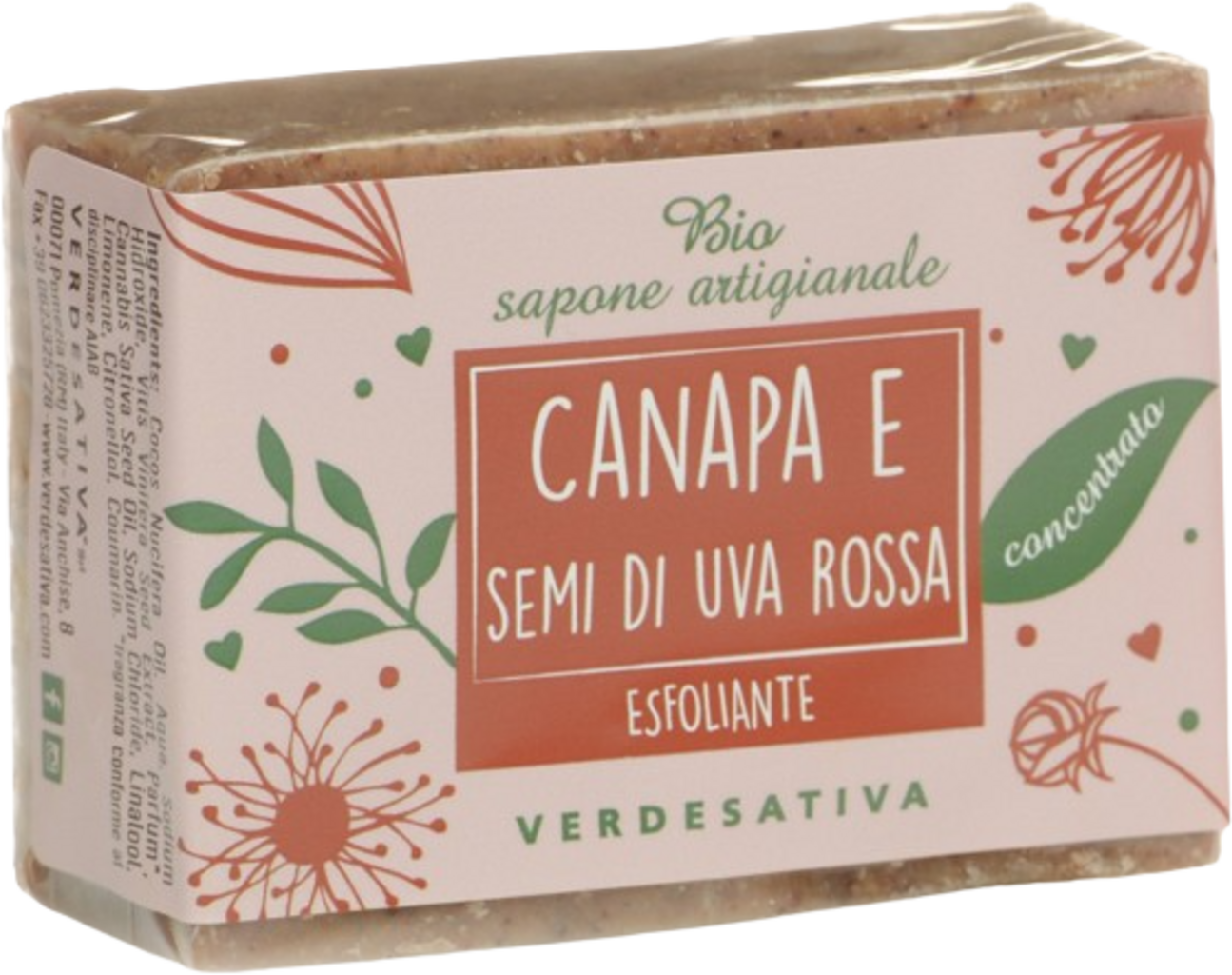 VERDESATIVA  Peelende Bio-Seife Hanf & Traubenkerne, 100 g