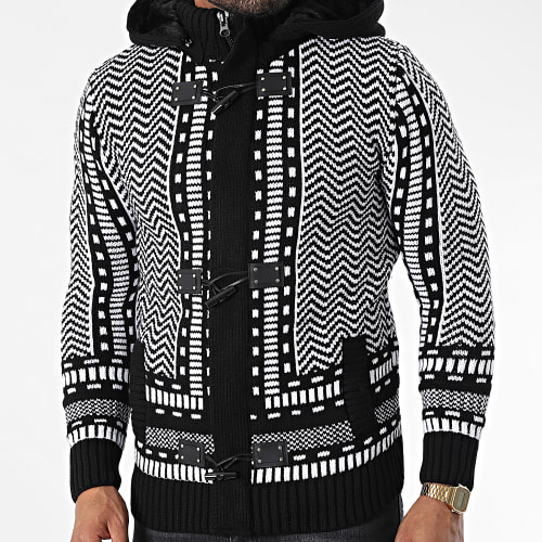 Gilet Zippé Capuche 3007 Noir Blanc