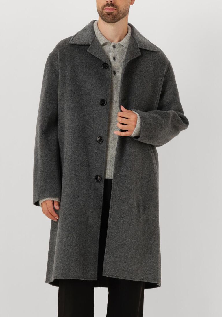 donkergrijze ami paris mantel car coat
