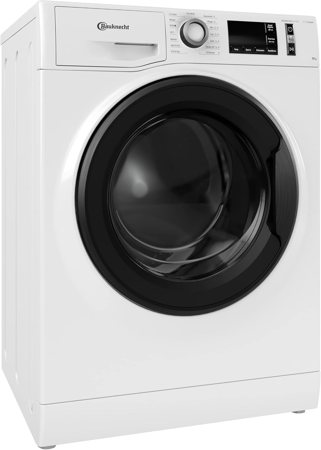 Bauknecht W Active 8A Waschmaschine Frontlader/ 8kg/ kraftvolle Fleckentfernung/ Dampf Programme/ Steam Hygiene Option/ Energieeffizienzklasse A/ Stopp&Add Funktion/ ProSilent-Motor [Energieklasse A]