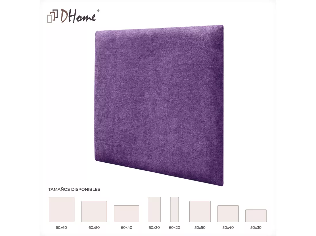 DHOME Lot de 8 Panneaux Rembourrés en Tissu Aqualine Autocollants pour Mur Acoustiques Absorbants Protection contre les Chocs (Lilas, 50x50cm, x8)