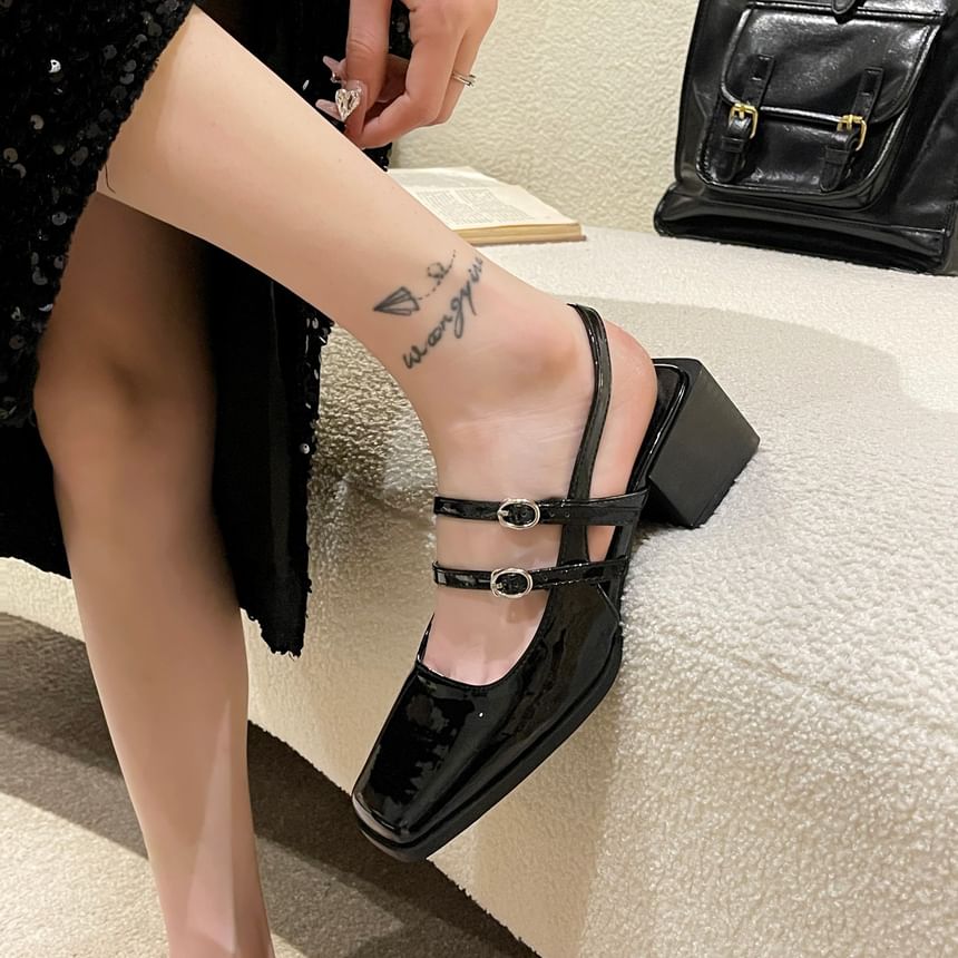 Silverslyre - Mary Jane sandalen met hoge hak, vierkante neus en gesp