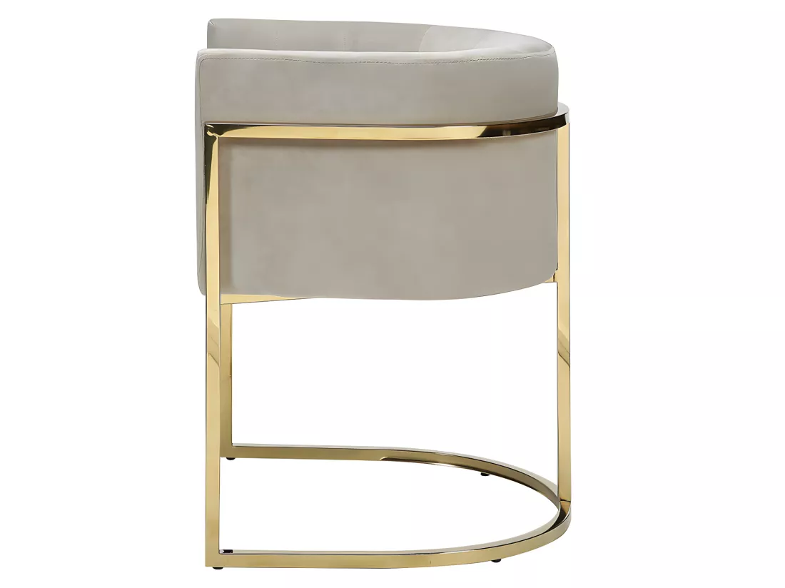 Lot de 6 chaises avec accoudoirs - Velours et acier inoxydable - Beige et doré - PERIA de Pascal MORABITO