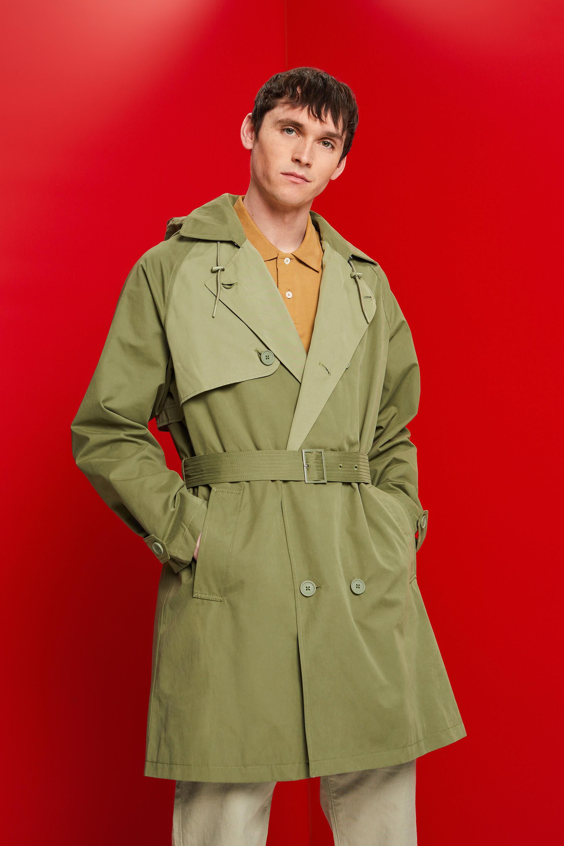 Trench-coat court à capuche