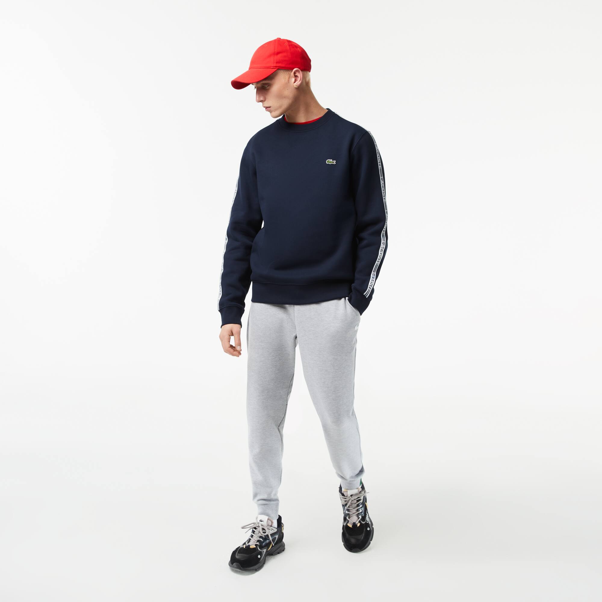 Herren Jogger-Sweatshirt aus Flanell mit Logostreifen Sweatshirts - Blau - Lacoste - Herren