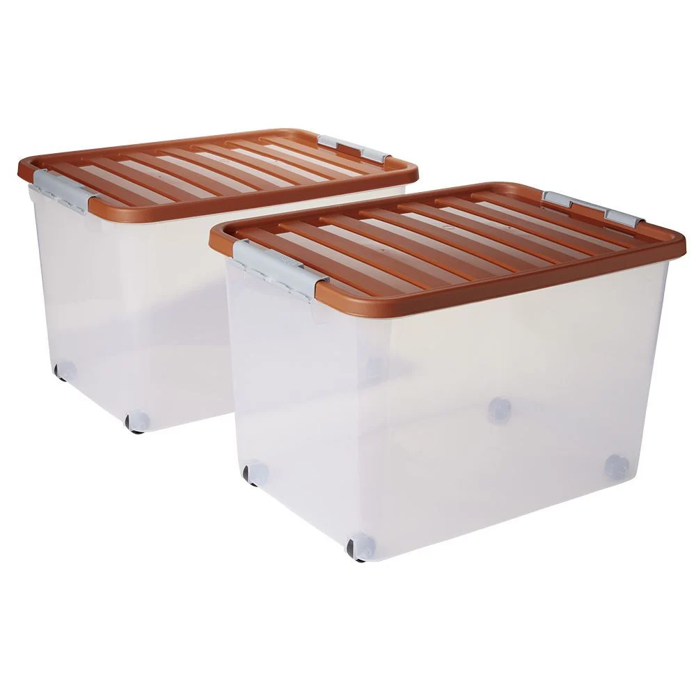 Box de rangement avec fermeture clips 45L x2 - 52x36,5xH34cm