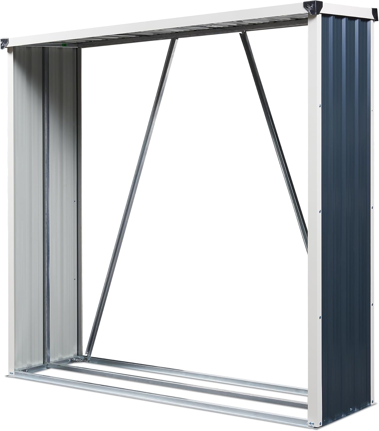 casa.pro Holzregal Kalmar Kaminholzregal Brennholzregal außen 158 x 47 x 152 cm Holzunterstand Holzlager wetterfest Stapelhilfe verzinkter Stahl Anthrazit