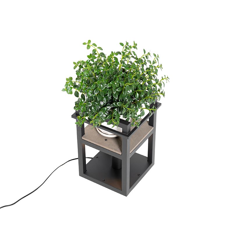 Industriële tafellamp zwart met hout - Cage Rack
