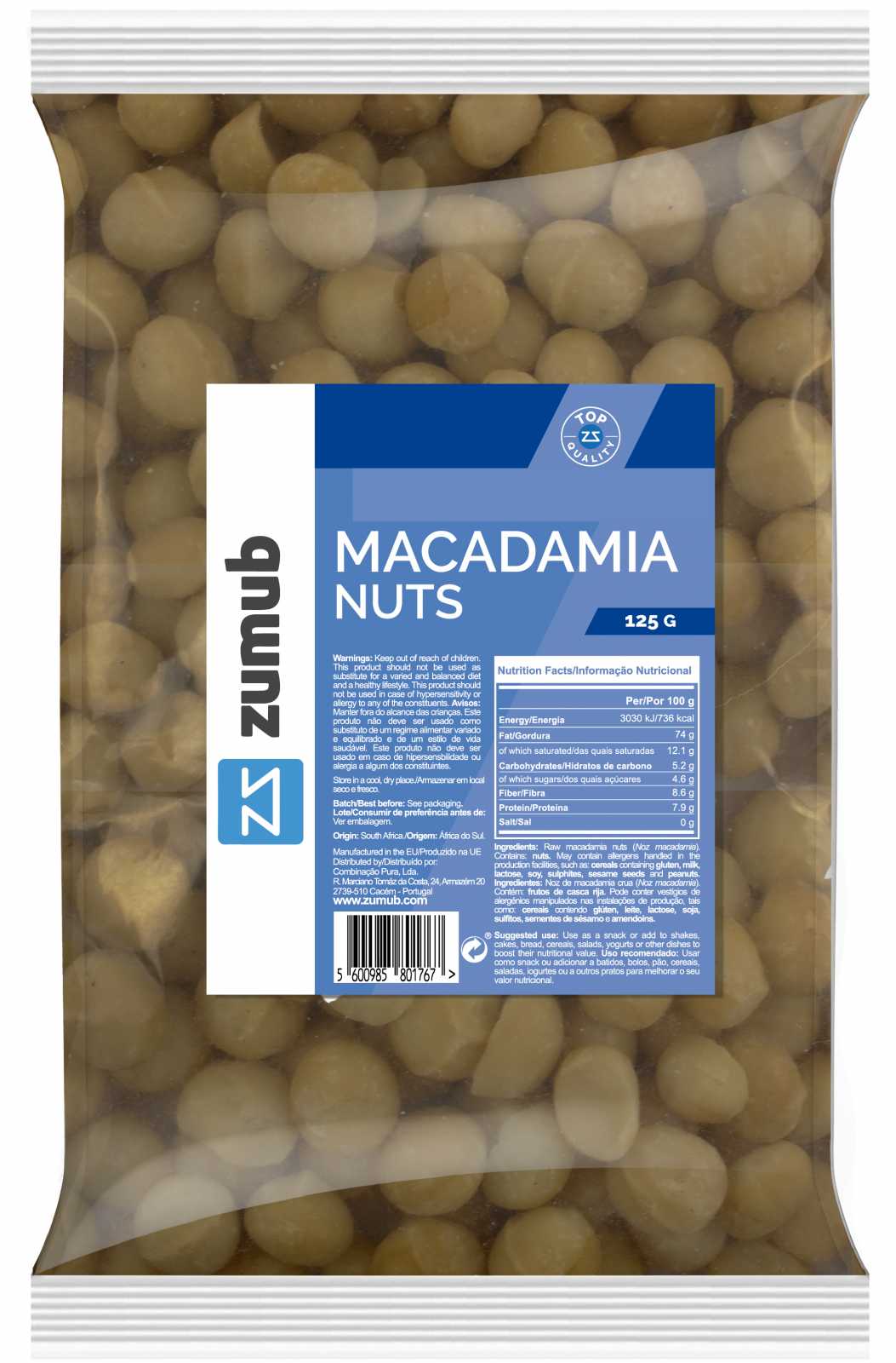 Nozes de Macadâmia Zumub 125g