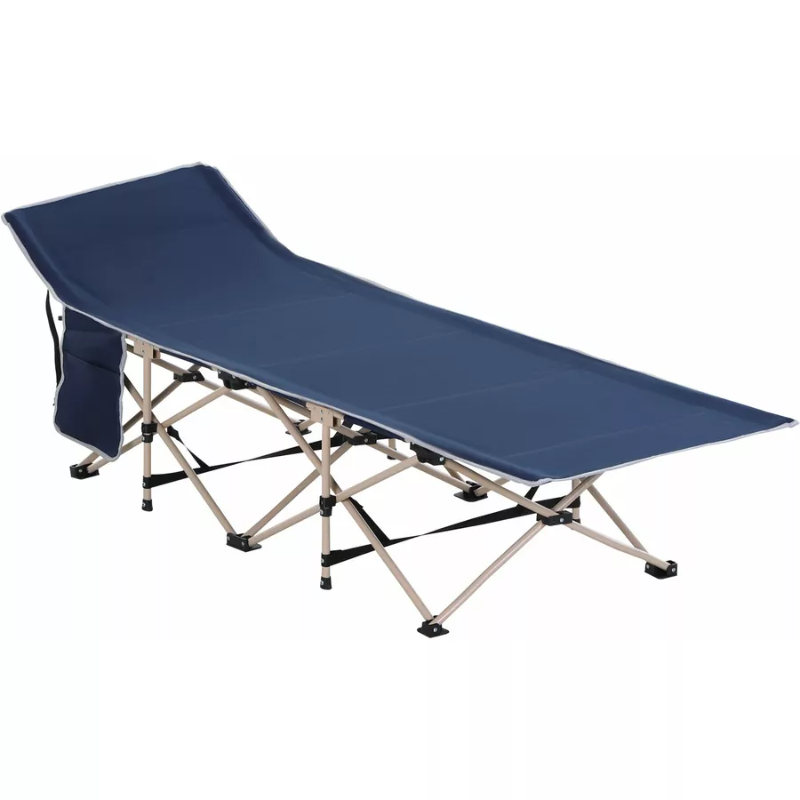 Outsunny Feldbett mit Aufbewahrungstasche blau, beige