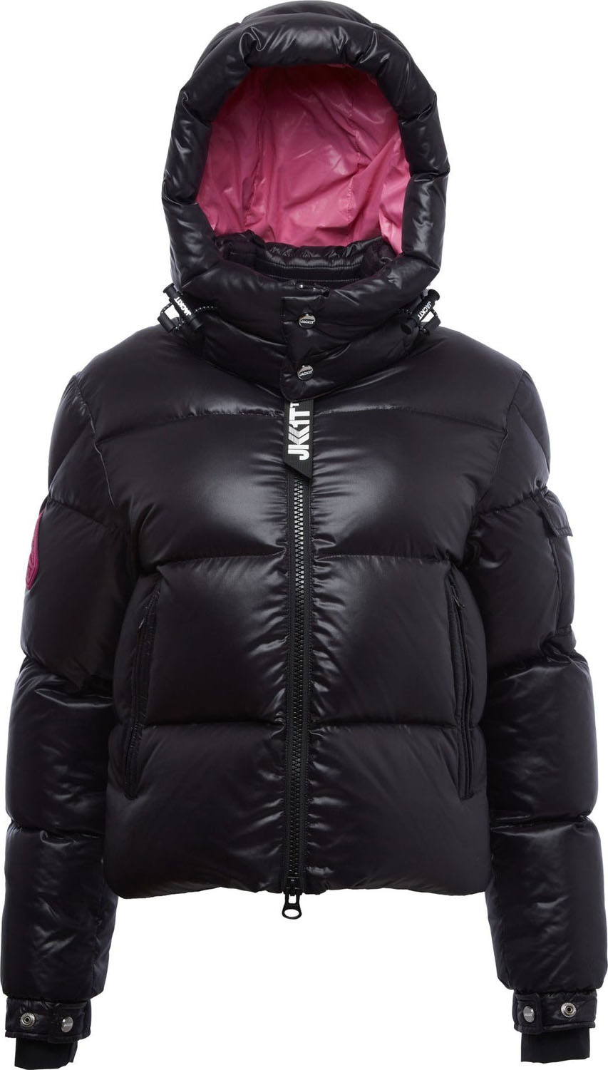 EZ Puffer Racer Hooded Jacket Dame Black/Pink