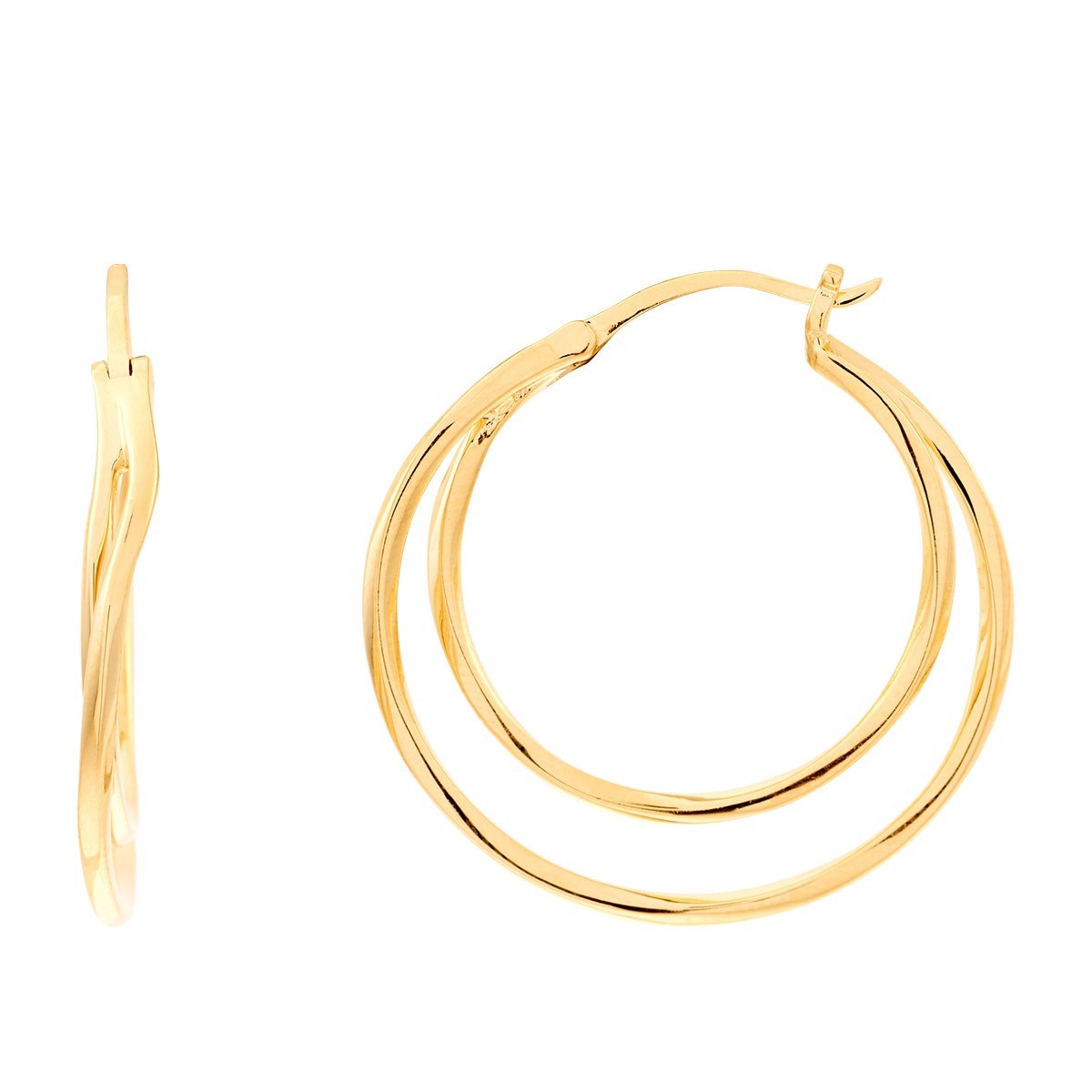 Boucles d'oreilles créole 2 cercles Plaqué or 750 3 microns
