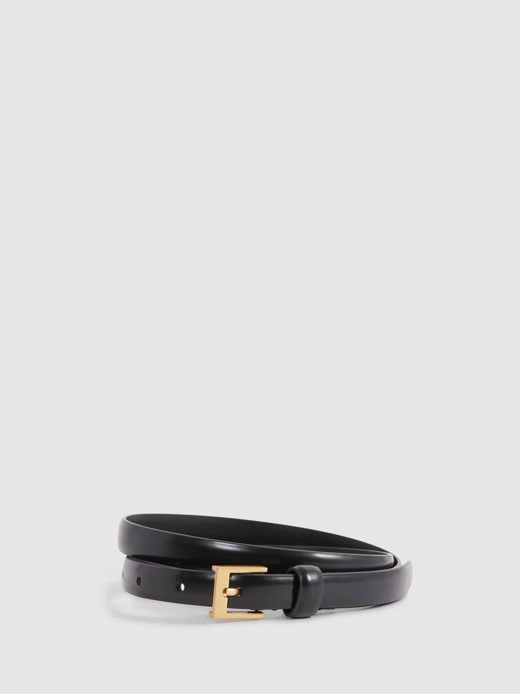 Zwart - Reiss Holly Leren Smalle Riem