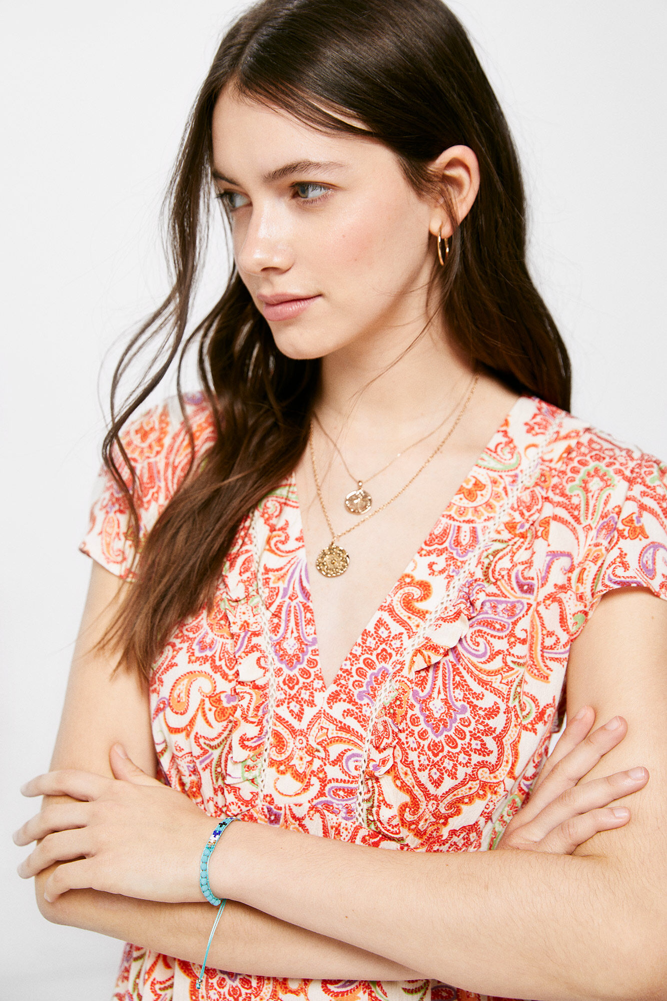 Vestido de renda estampada - Amarelo