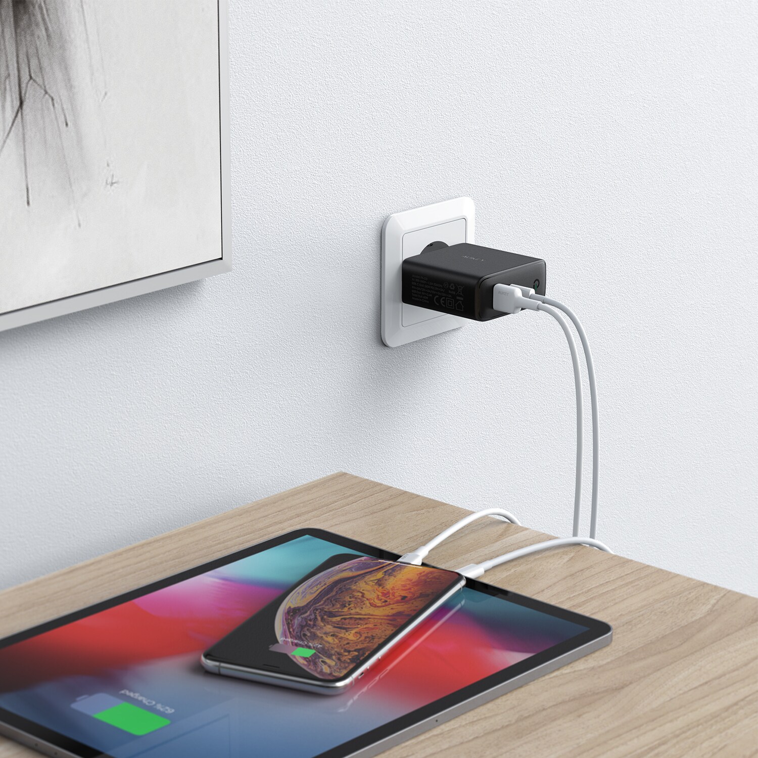 AUKEY USB-C Ladegerät mit Dynamic Detect & GaNFast Tech, USB-Ladegerät mit 60W