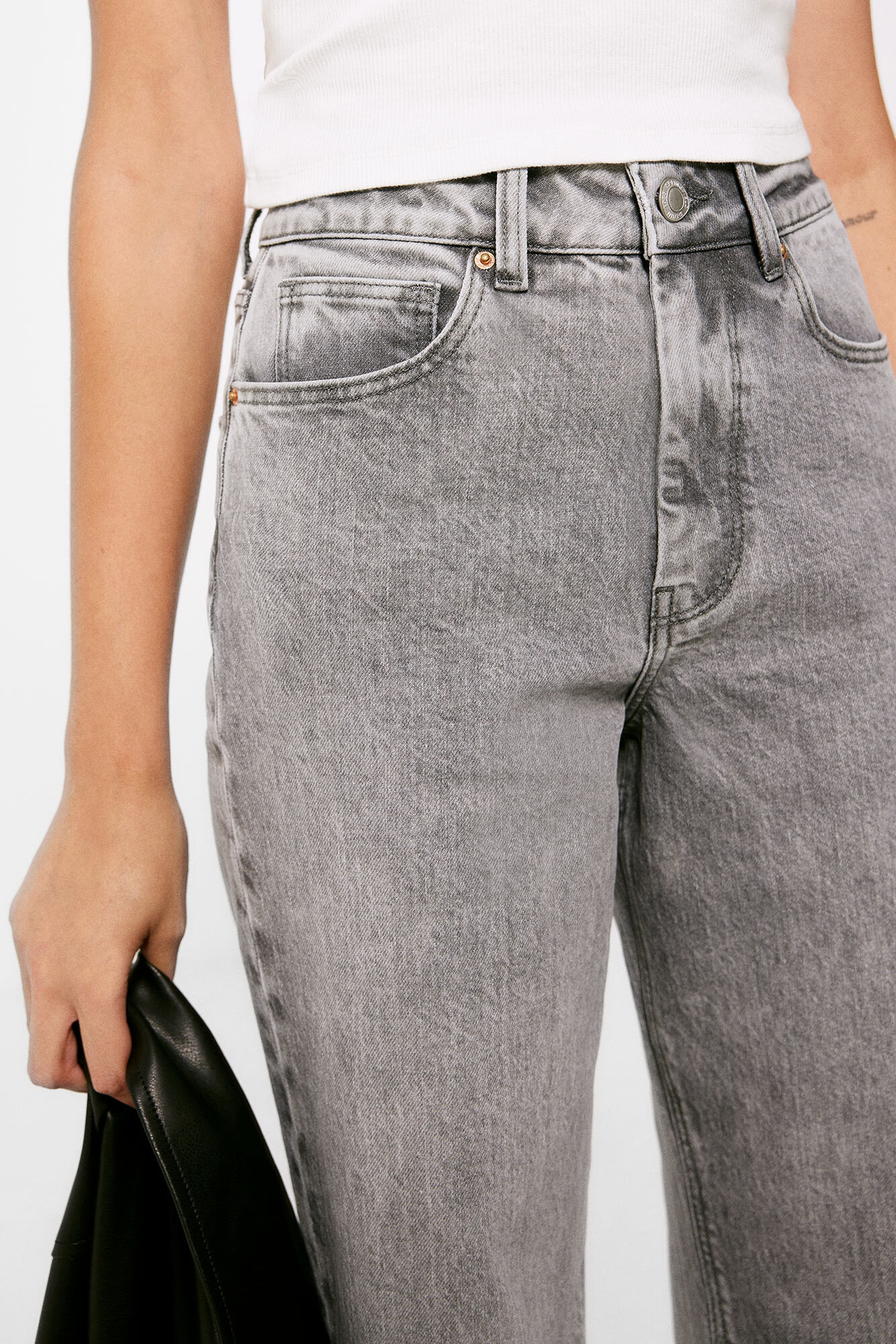 Calça Jeans Culotte com Lavagem Sustentável