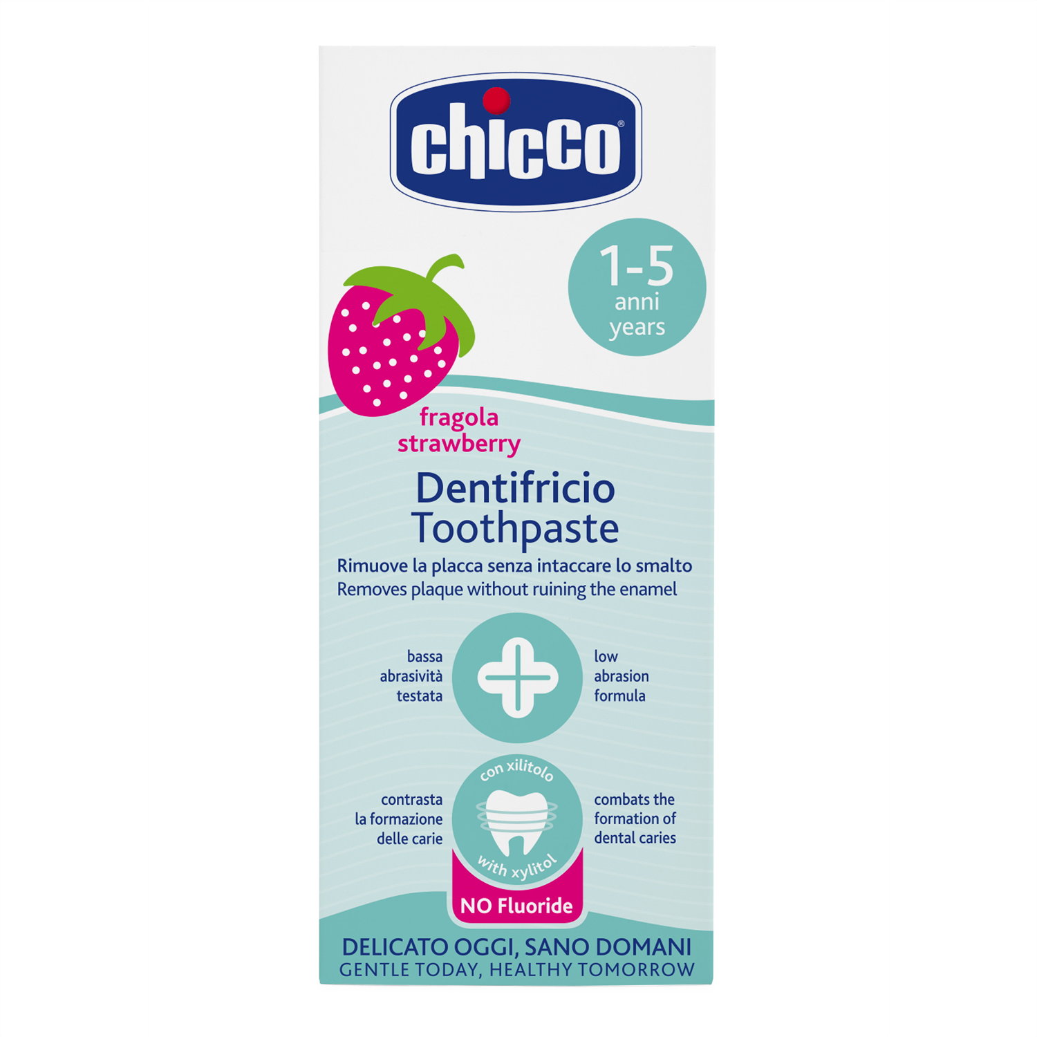 CHICCO Fruchtige Zahnpasta mit Erdbeergeschmack ohne Fluorid 12m  Tb 50 ml