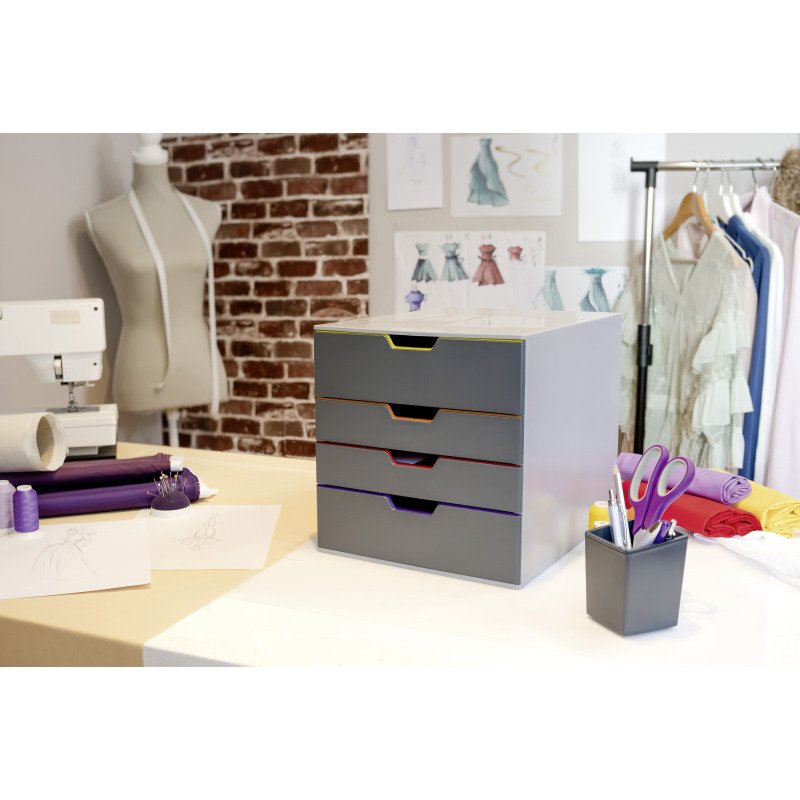 Module de classement Durable Varicolor® 4 tiroirs liseré de couleur