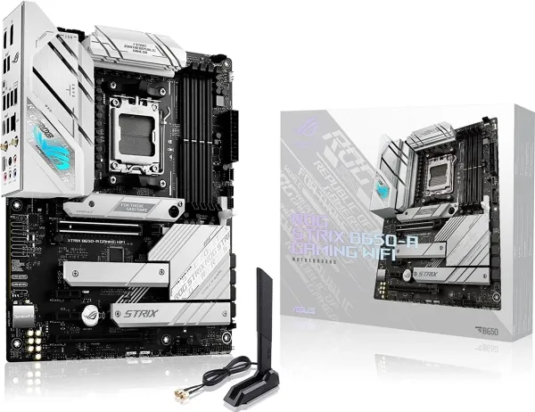 ASUS ROG STRIX B650-A GAMING WIFI - Bundkort - ATX - Socket AM5 - AMD B650 Chipset - USB-C 3.2 Gen 2x2, USB-C 3.2 Gen2, USB 3.2 Gen 2, USB 3.2 Gen 1 - 2.5 Gigabit LAN, Wi-Fi 6, Bluetooth - onboard grafik (CPU påkrævet) - HD Audio (8-kanaler)