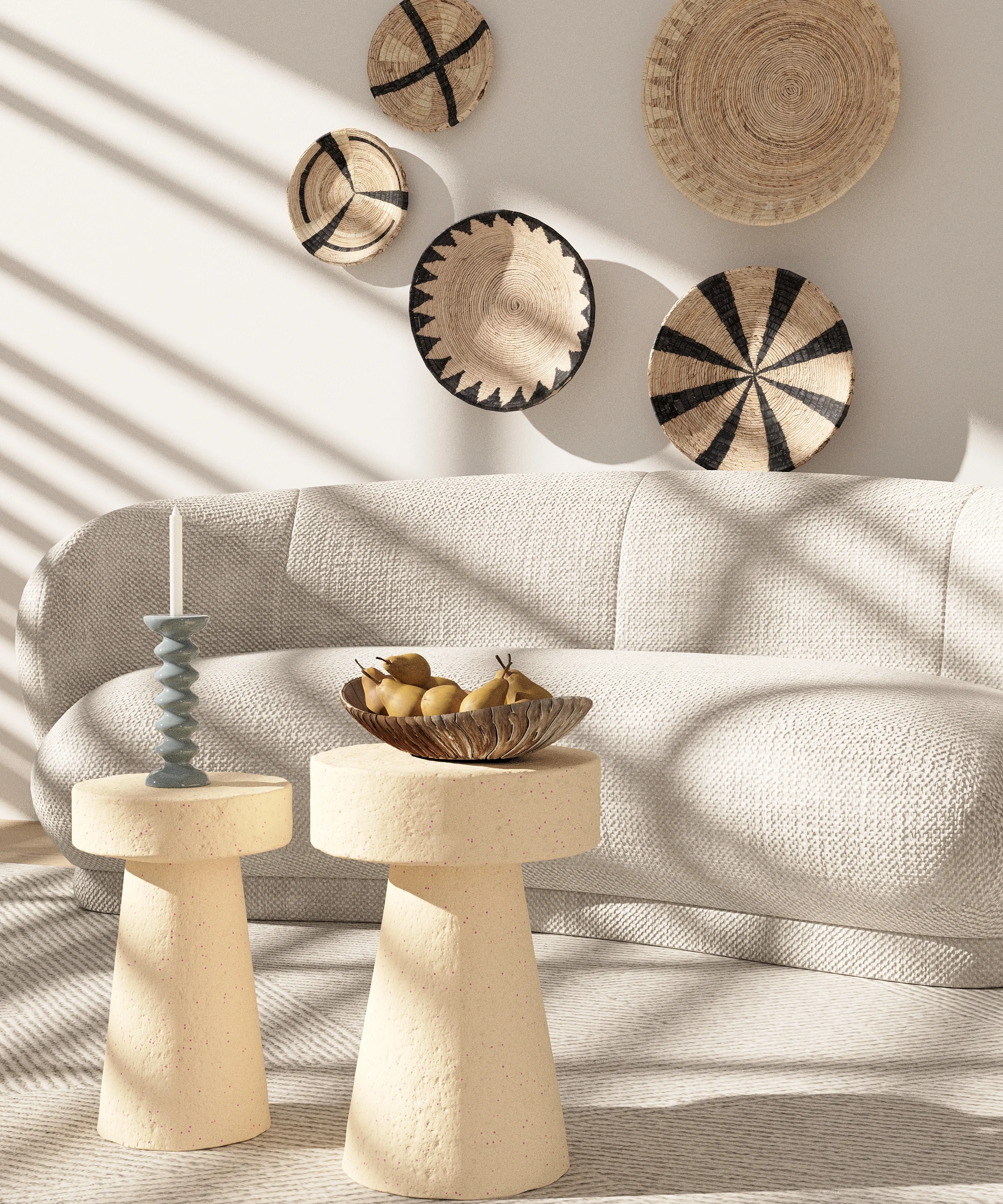 ANEMONE - Petite table dappoint ronde design en magnésie mouchetée | Beige