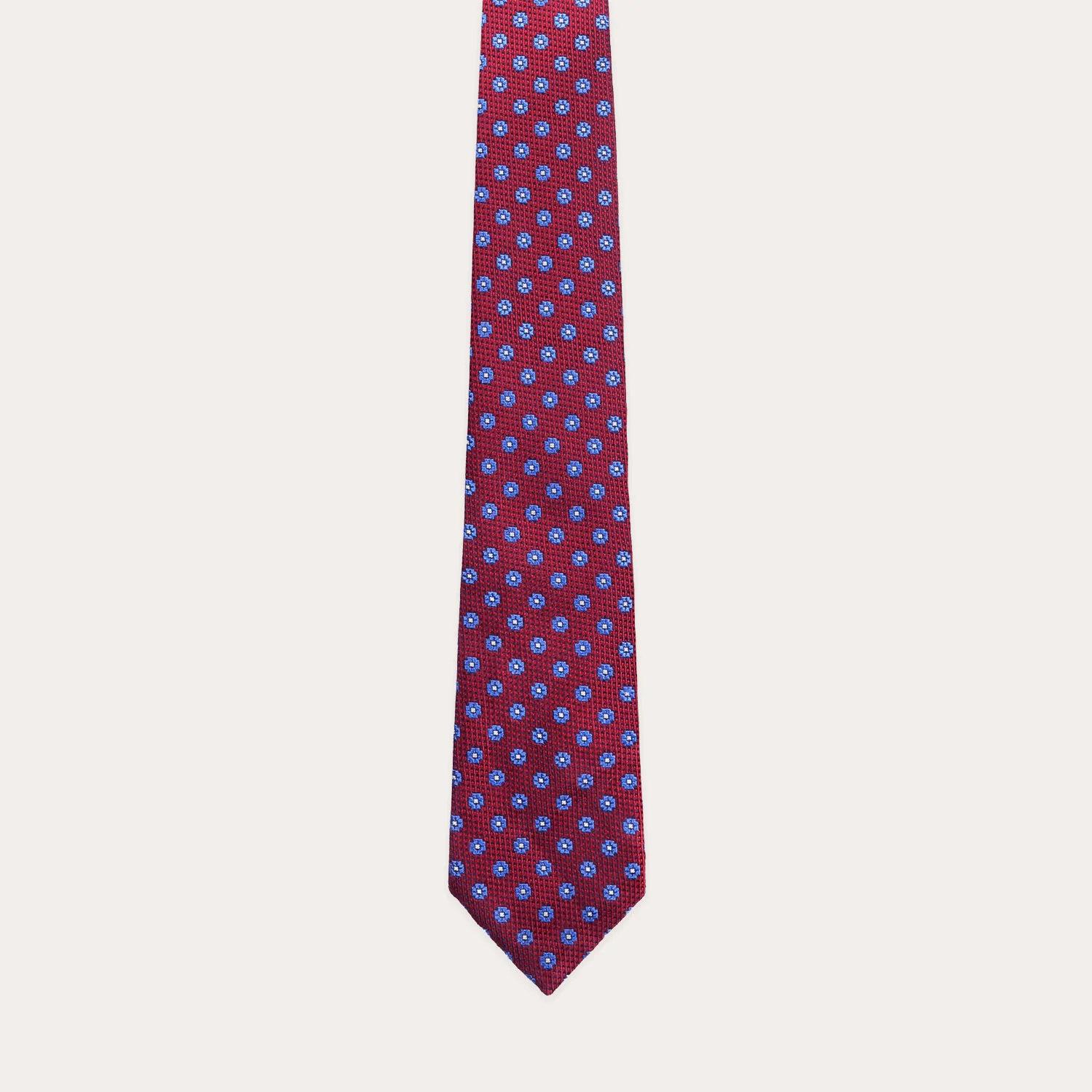 Burgundy tie with floral patterns