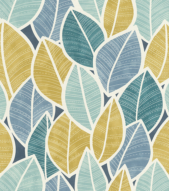 Papier peint vinyle intissé Samba Rasch bleu et jaune L.10m x l.53 cm