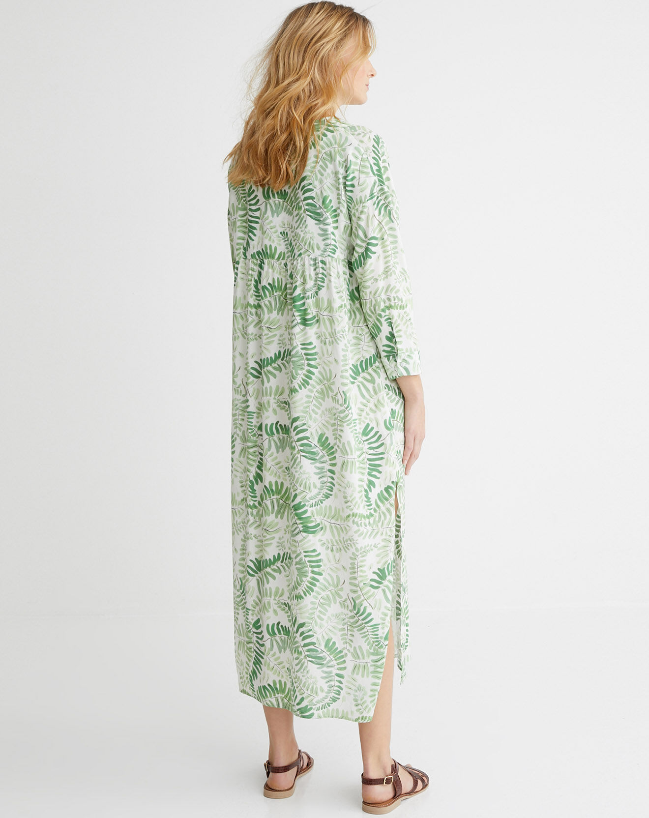 Cyrillus Robe longue imprimée Fougères verte