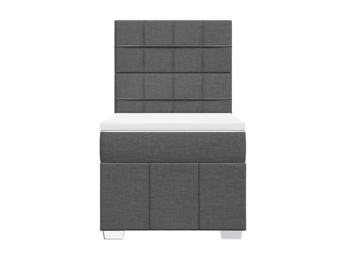 Sommier à lattes de lit et matelas Gris foncé 90x190 cm Tissu