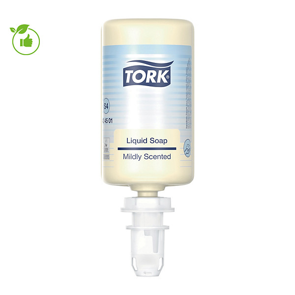 Savon liquide doux Tork Premium S4 1 L, lot de 6 cartouches
