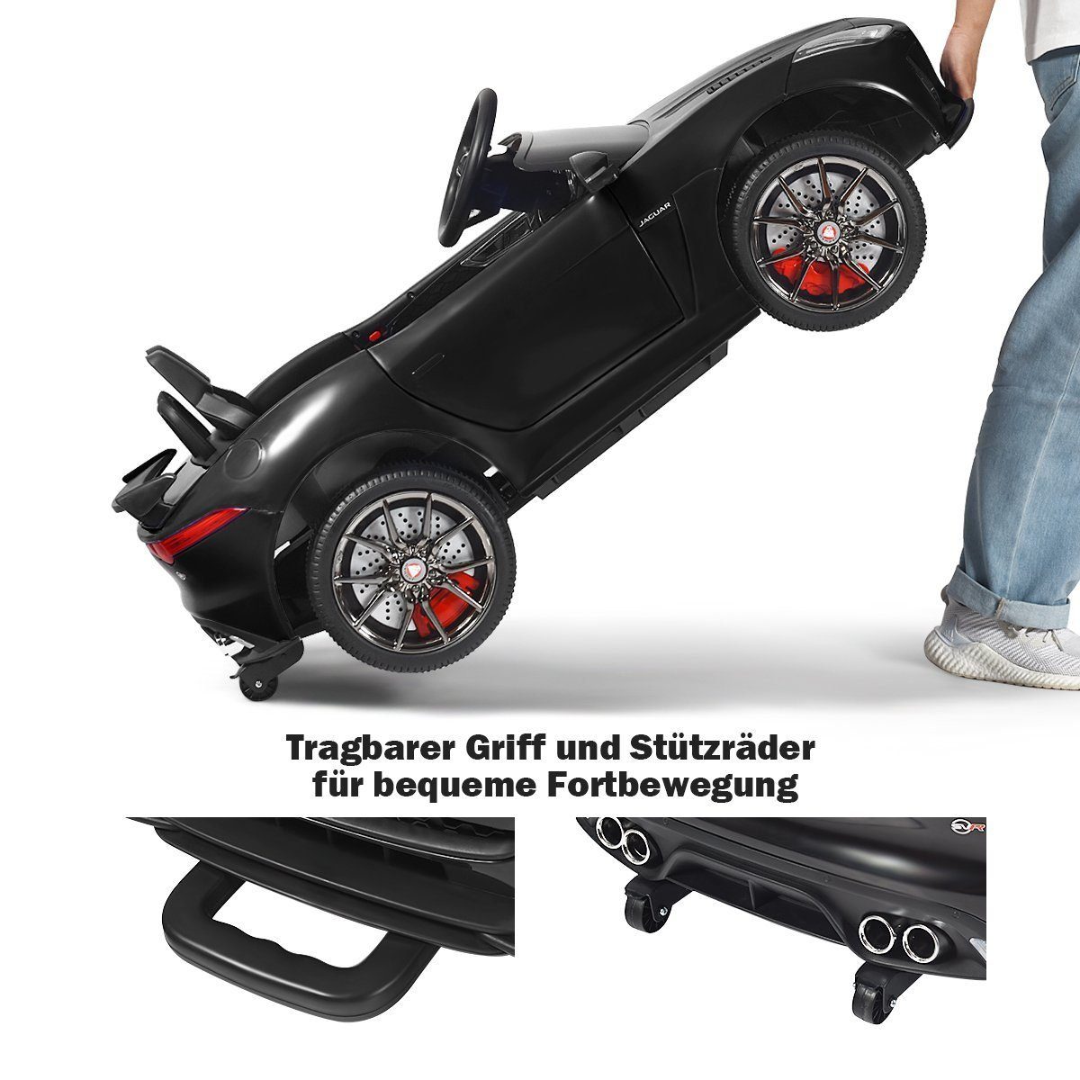 Carrinho elétrico infantil COSTWAY Jaguar, com histórias e música.
