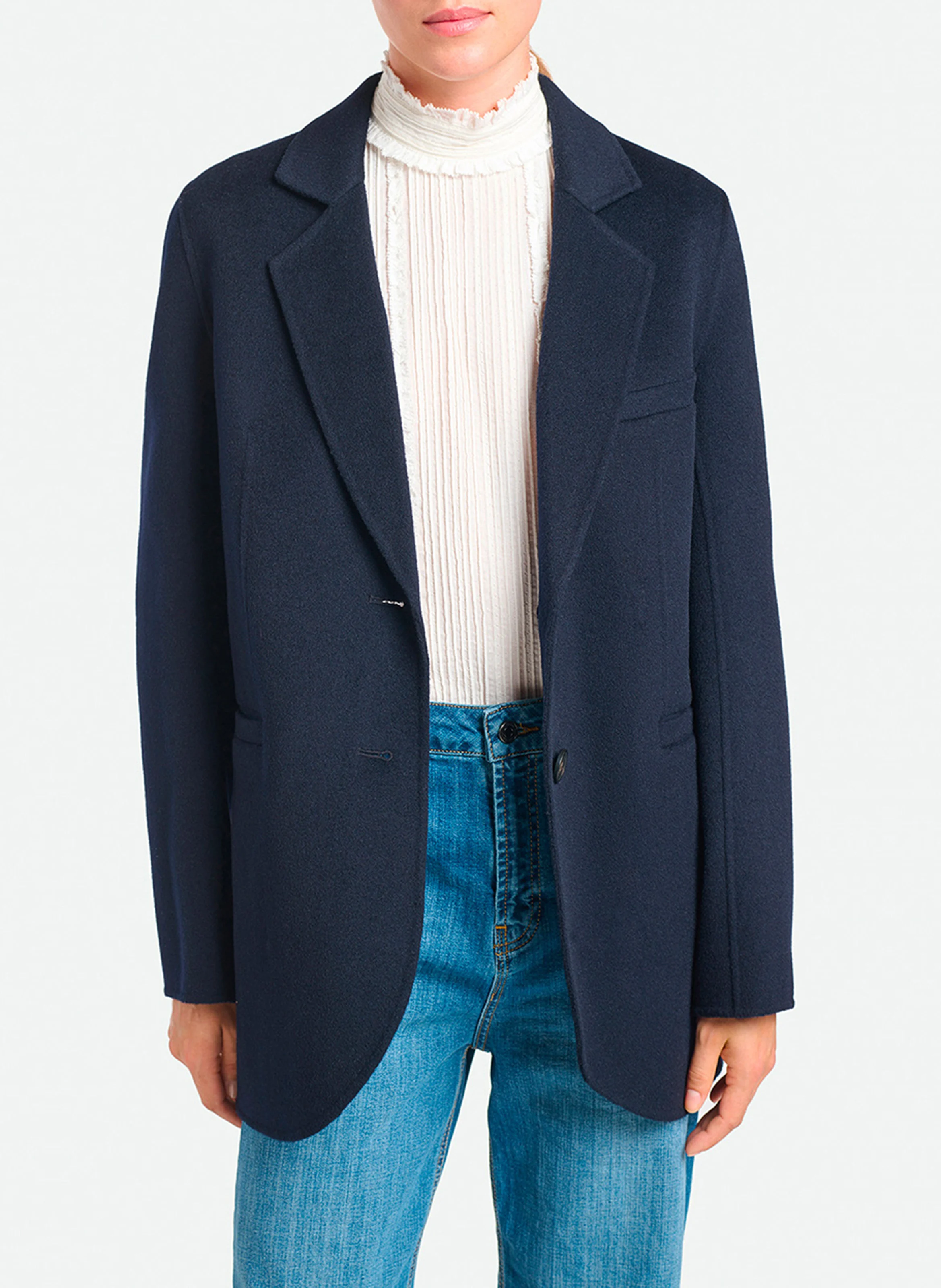 MARC - Veste col tailleur en laine mélangée | Bleu