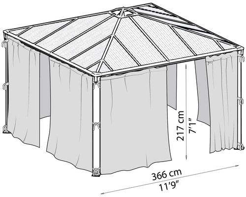 Palram gordijnset – Canopia Pavilion Palermo 3000 en 3600