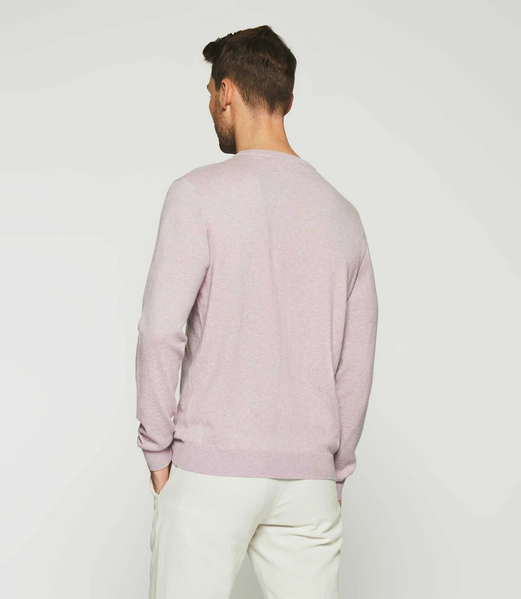 Pull col rond en coton cachemire violet parme DRISS