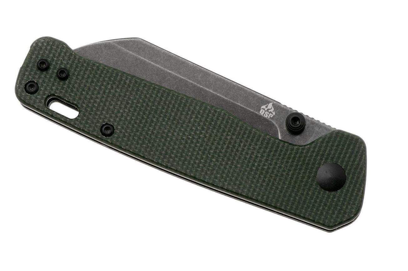 QSP Knife Penguin V2 QS130V2-C2 Blackwashed D2, Green Micarta, zakmes