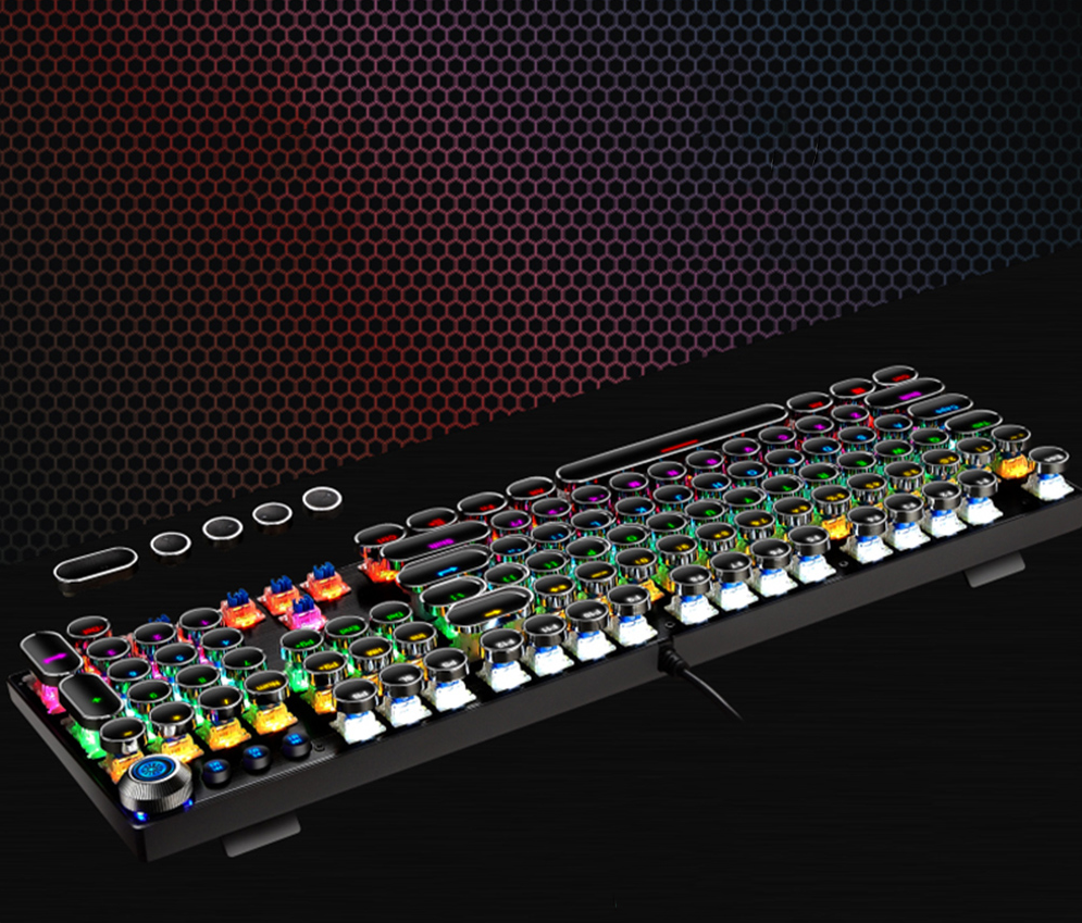 Mechanische Gaming Tastatur mit runden Tasten und Hintergrundbeleuchtung (QWERTY) - Schwarz