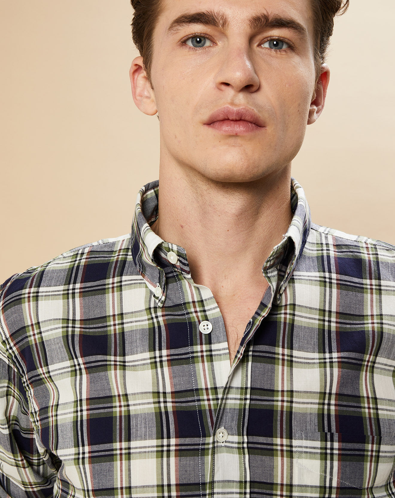 Hartford Chemise Regular Pitt marine/vert madras