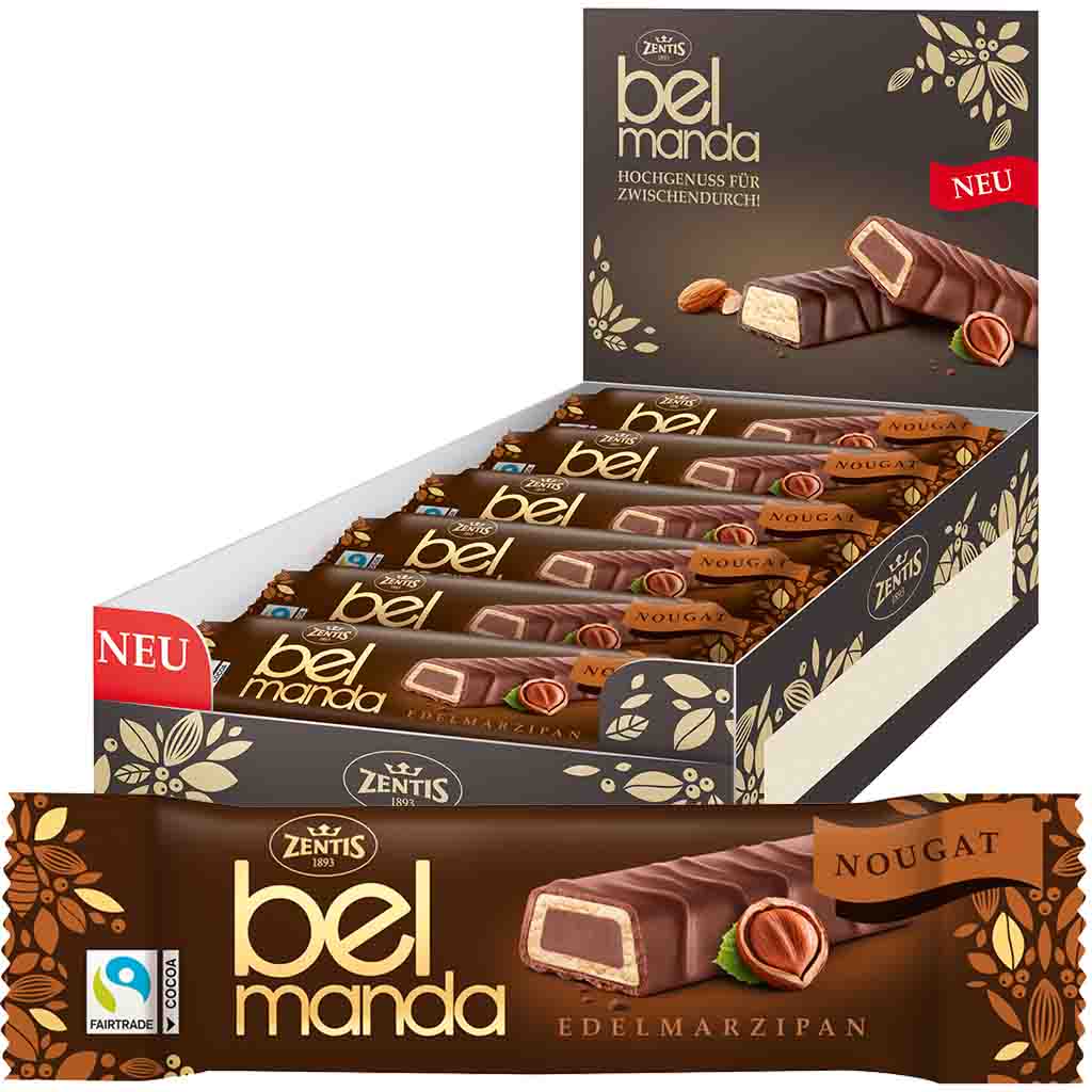 Zentis Belmandel Edelmarzipan Nougat Riegel 18x40g=720g MHD:30.9.25