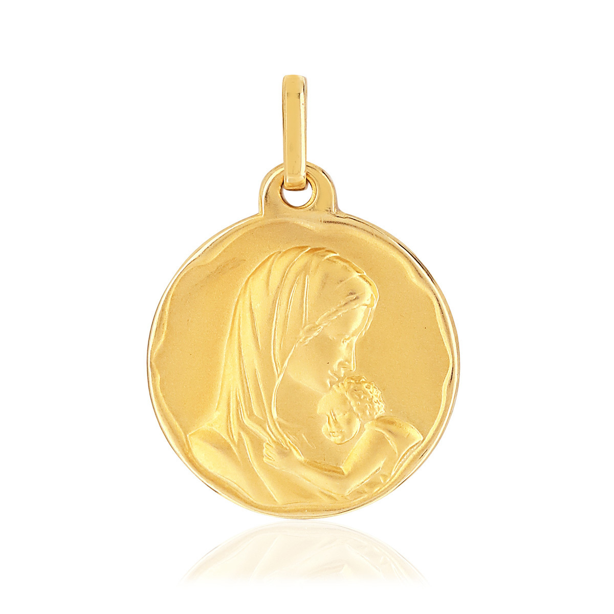 Médaille or 750 jaune Vierge à l'enfant