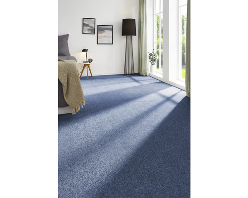 Velours tapijt Ines blauw 400 cm breed (per meter verkocht)