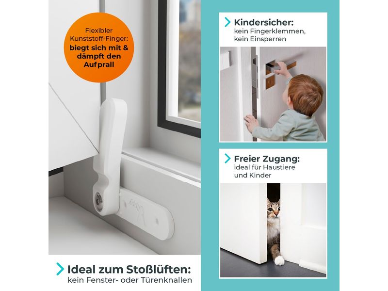 Vlippy Tür- & Fensterstopper 2er-Set Weiss Sichere Stopper