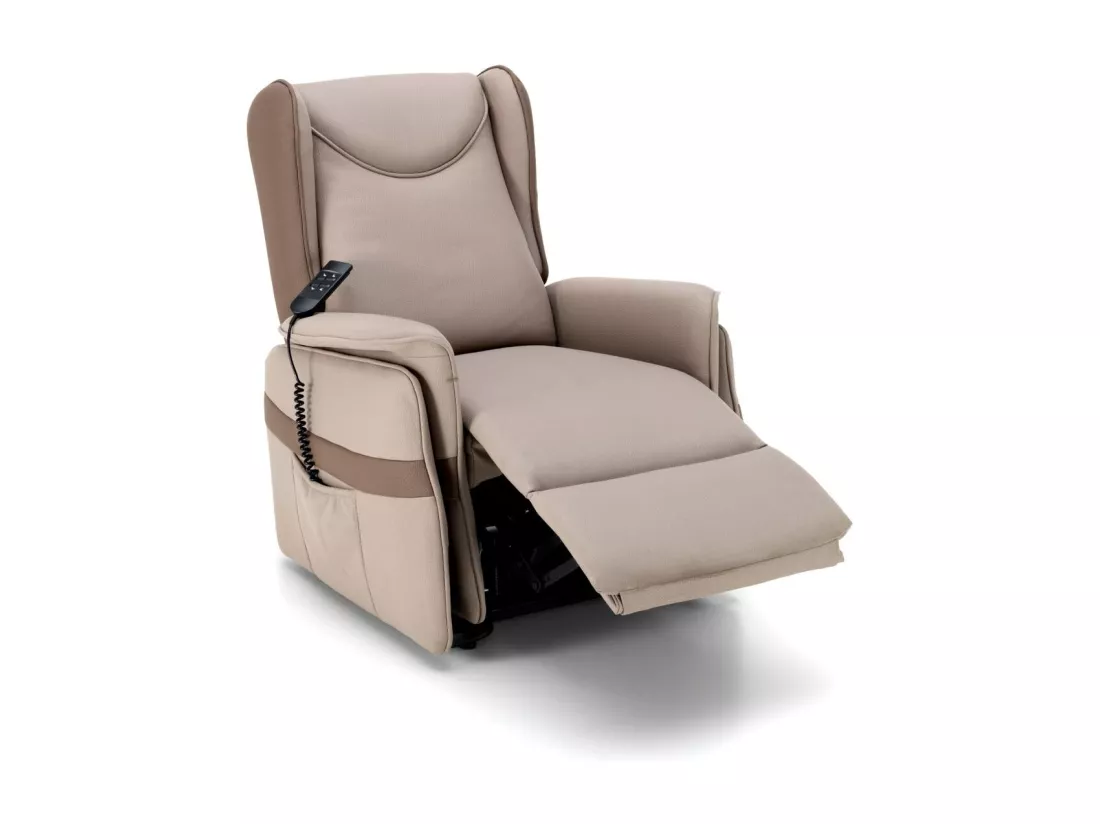 Laura Fauteuil relaxant à 2 moteurs en tissu gris tourterelle