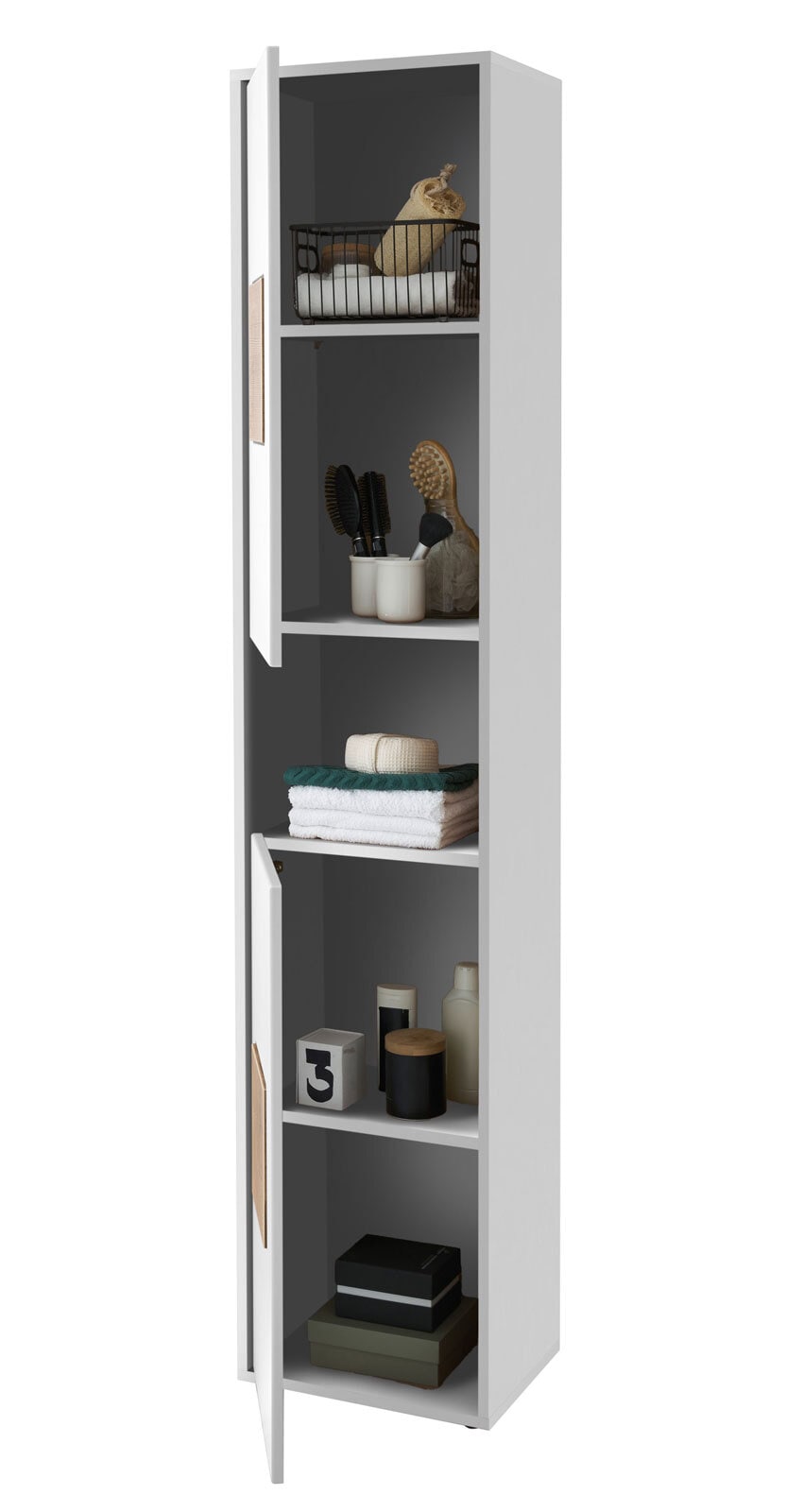 Bad Hochschrank SOLID weiß/ braun