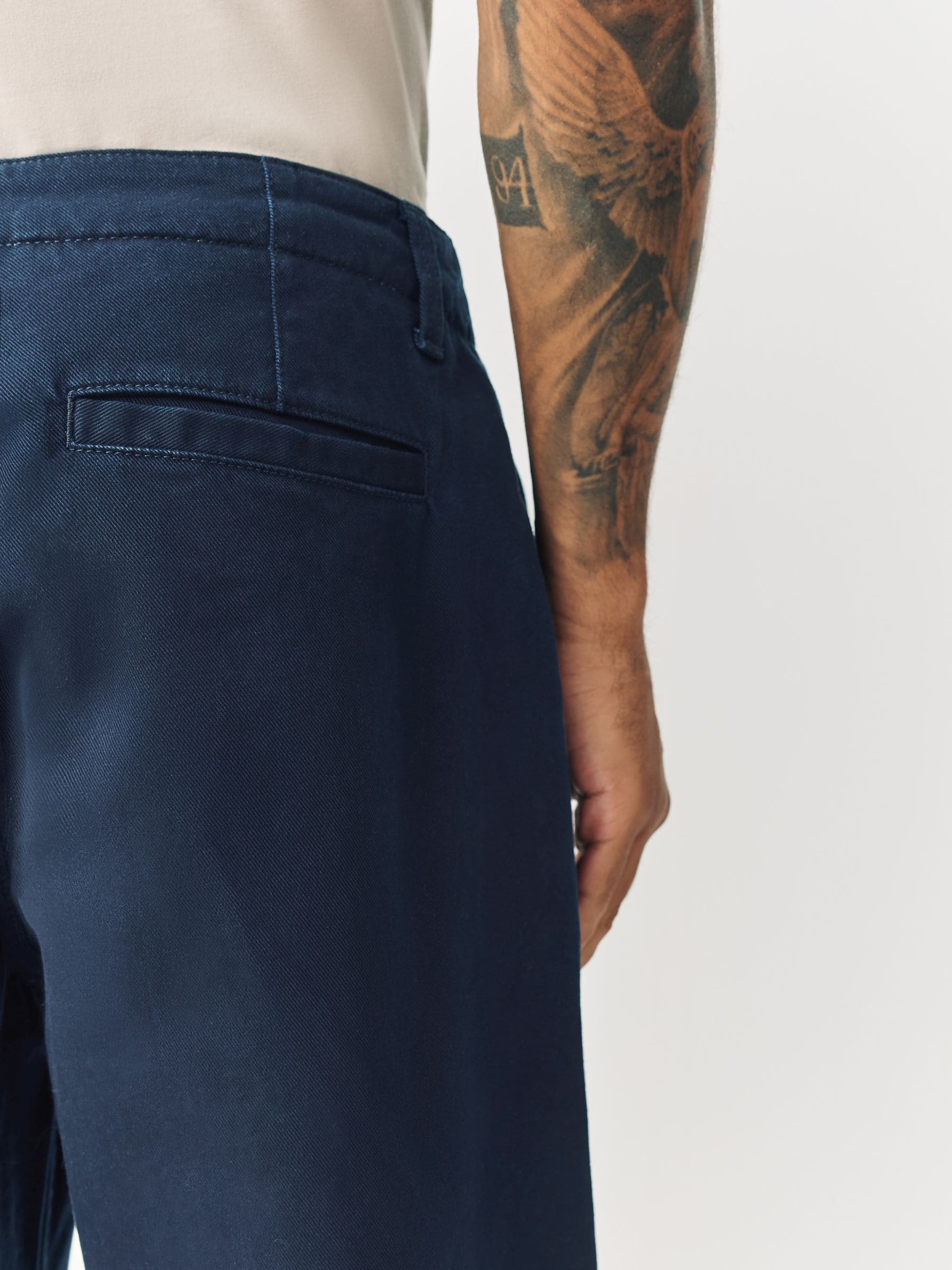 Marineblauw - Barrel Fit - Authentic Cotton Rich Stretch Trousers